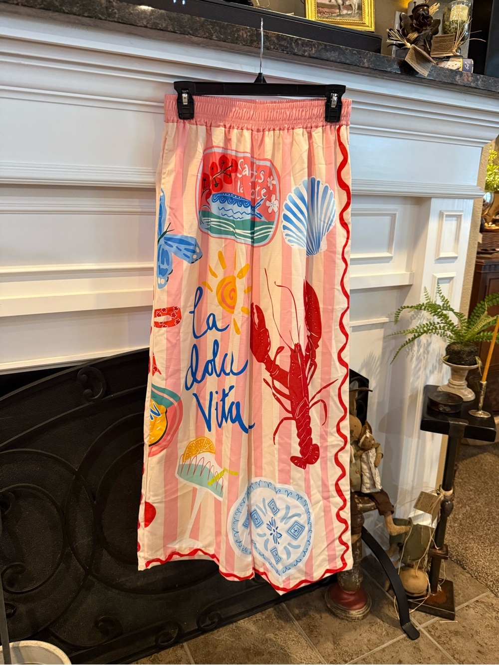 Women’s Wide Leg Pants — Pink 'La Dolce Vita' Print